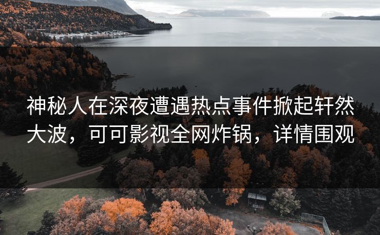 神秘人在深夜遭遇热点事件掀起轩然大波，可可影视全网炸锅，详情围观